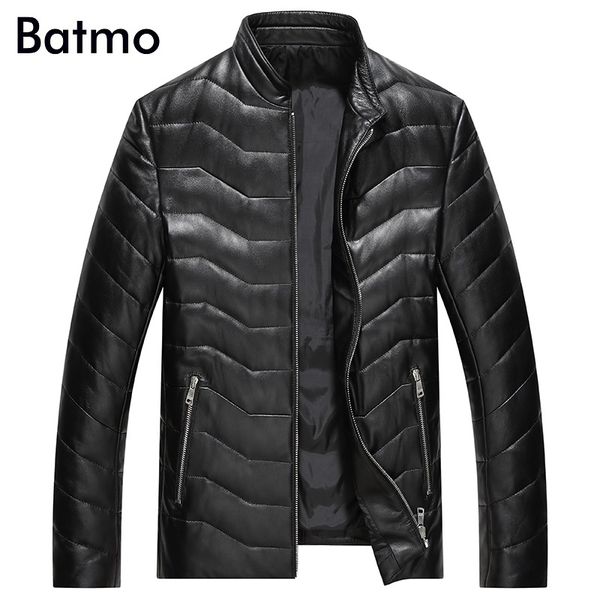 

batmo 2017 new arrival winter thick keep warm white duck down sheepskin real leather men's coat,size l,,xxl,xxxl,4xl 7105, Black