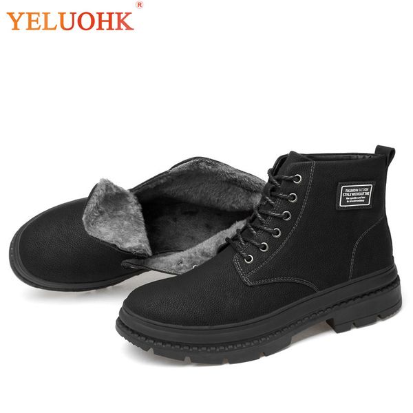 

38-44 winter boots men black lace up leather boots men 2019 classic winter shoes