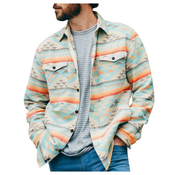 

novelty autumn and winter men shirt fashion contrast color pattern printed lapel pocket shirt camisa masculina manga longa, White;black