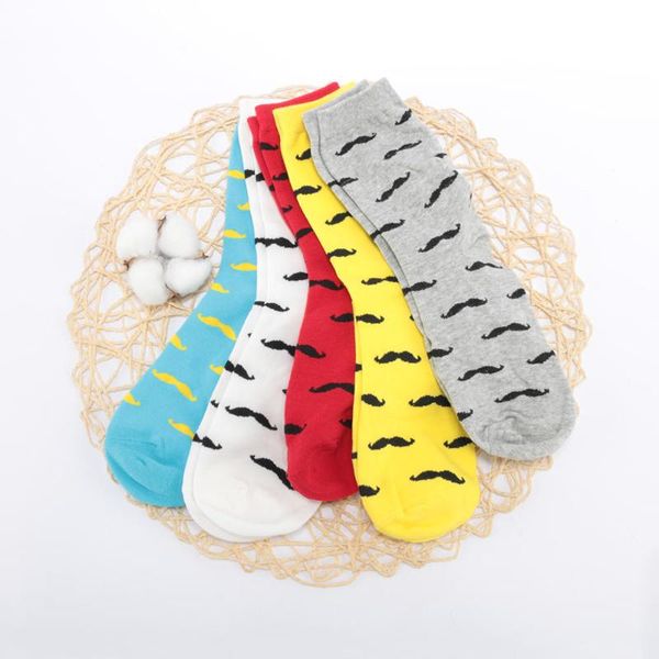 

1 pair fashion casual men socks cartoon mustache design men cotton socks casual funny pattern autumn winter warm soft sock, Black