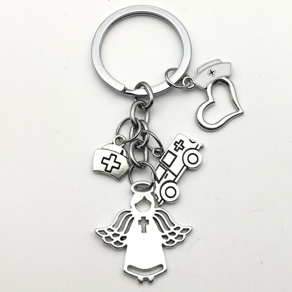 

2020 доктор ангел брелок скорая медицинская сумка уход медсестра cap брелок серебряный кулон креативный nurse подарков ювелирных изделий key, Slivery;golden