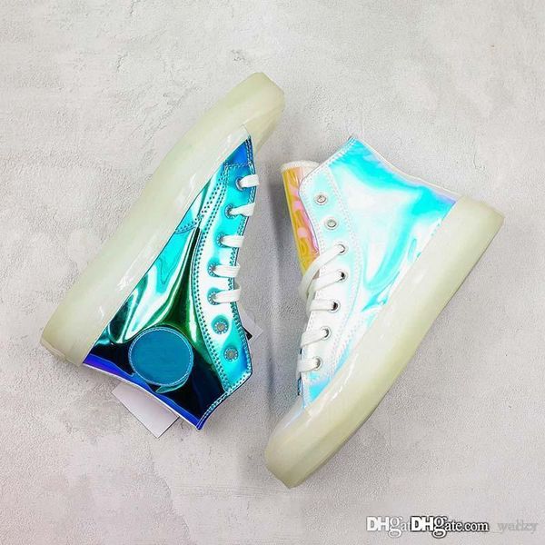 

star chunk 1970s designer fashion dazzle color laser chameleon jelly sole design casual shoe color changing board sneakers