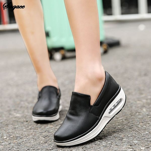 

sagace air cushion slip-on walking shoes woman platform shoes seaside sneaker outdoor socks heart-shaped high basic, Black