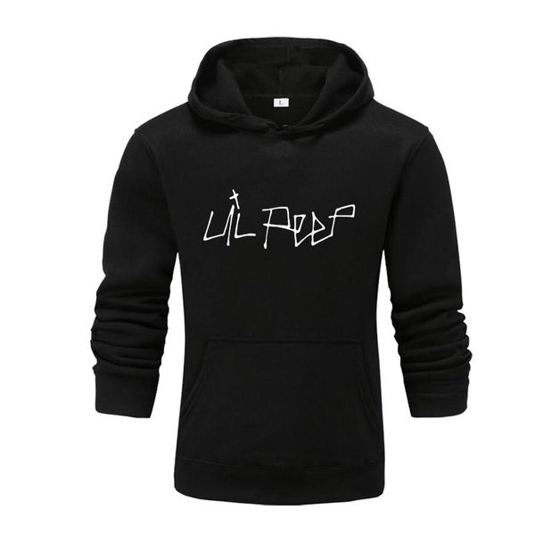 

lil peep hooded hoodies mens sweatshirts united states popular rap singer sweatshirts men the great hip hop singer clothes, Black