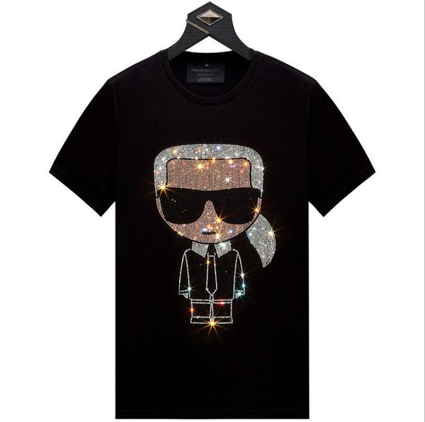 

fashion size man t o 2020 summer drill short sleeve w522 men shirt neck rhinestones tshirt mens cartoon 6xl plus lxels, Black