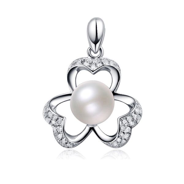

natural pearl pendant white clover 925 sterling silver jewelry women's fine jewelry