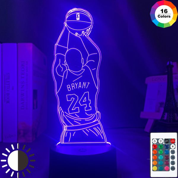 

led night light kobe jump shoot figure back view bedroom decor nightlight desk 3d lamp dropshipping kobe bryant memorial gifts