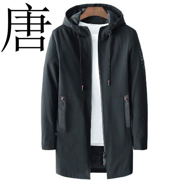 

2019 new brand autumn casual long jacket trench coats men fashion hooded solid elastic windbreaker pocket trench jackets, Tan;black