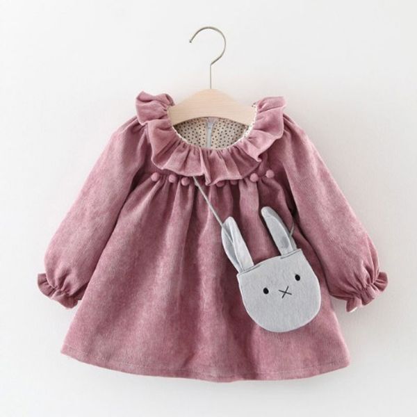 

christmas party dress baby girls dresses long-sleeved lotus leaf collar pocket doll dress+bag 2pieces girls baby dress y190516, Red;yellow