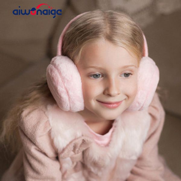 

2019 solid color children's winter warm earmuffs boys and girls warm headphones fluff comfort baby headphones ski earmuffs, Blue;gray