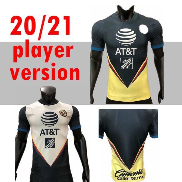 

player version g. dos santos 20 21 home america yellow jersey soccer r.sambueza p.aguilar 2020 2021 away mexico club football shirt, Black;yellow
