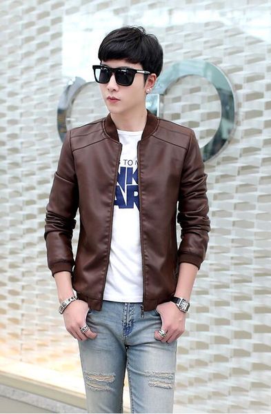 

fashion-jackets coats motorcycle leather jackets men autumn spring leather clothing male casual coats clothing m-4xl, Black
