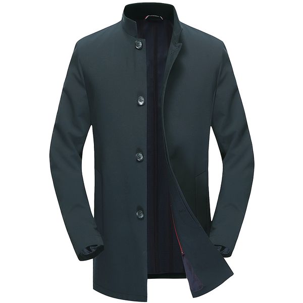 

england style solid color trench coat men stand collar single breasted coats outerwear 2019 autumn winter, Tan;black