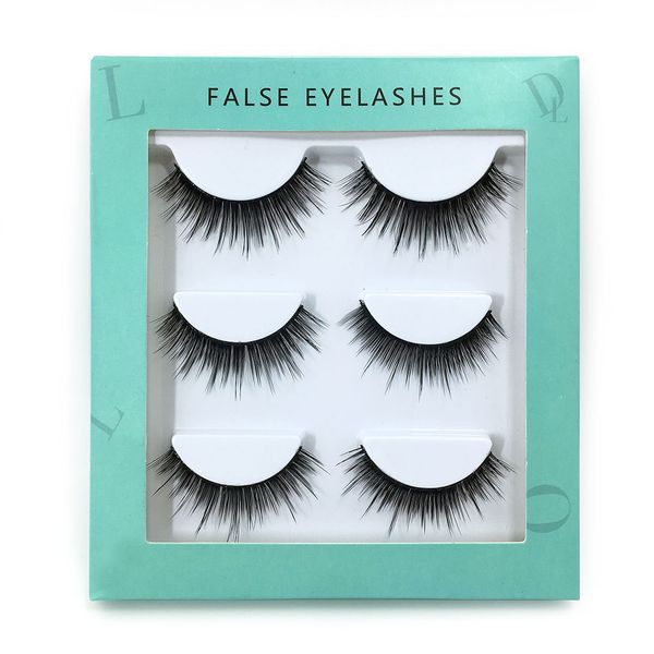 

natural slim beautiful blue flat box packaging 20-23 false eyelashes 3d manual eyelashes three pairs of false
