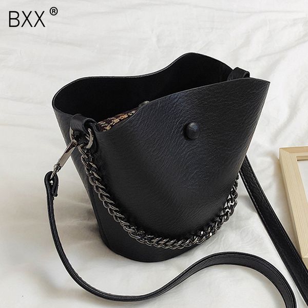 

bxx] chain pu leather crossbody bucket bags for women 2020 shoulder messenger bag brand designer female travel handbags hk166