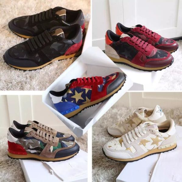 

original box]camo suede studded camouflage rock runner sneaker shoes for women men stud casual luxury designer sneakers chaussures, Black