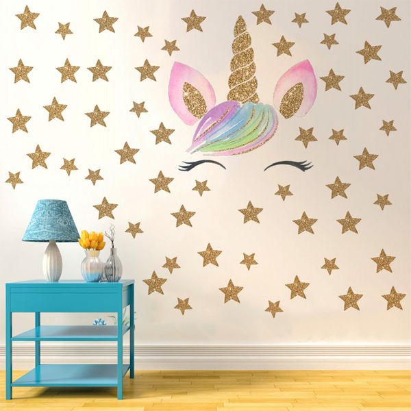 

unicorn poster baby girl nursery wall art diy nordic kids room decoration wall sticker theme for girls cartoon design removable wallpaper