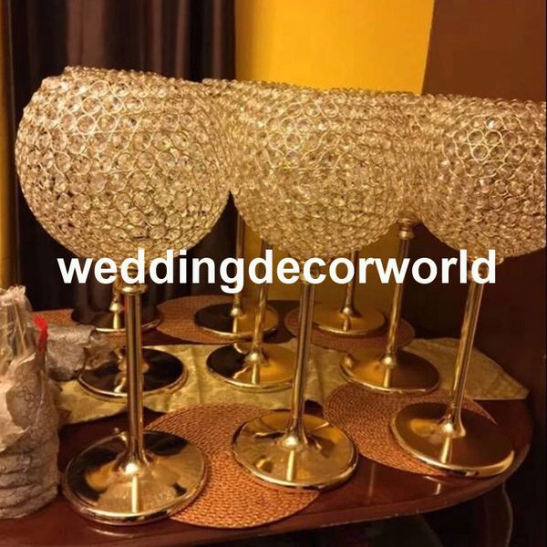 Clássico de vidro de cristal de ouro Lustre de Mesa Por Atacado central de mesa de cristal candelabros decoração por atacado604