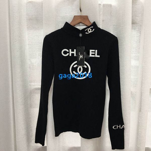 

high end women girl knit sweater patchwork letter pattern crew neck long sleeve slim blouse shirt knitwear fashion design pullover new, White;black