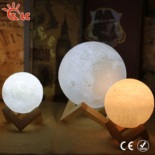 

led moon light usb rechargeable 3d print magical led luna night light 8cm 9cm 10cm 15cm 18cm moon lamp desk touch
