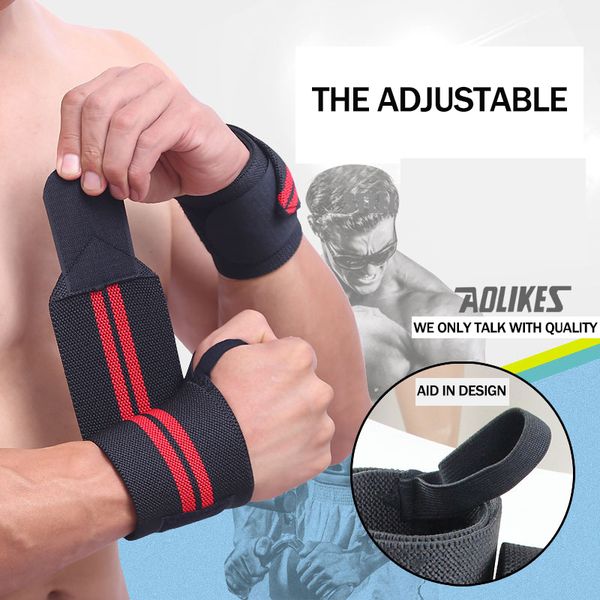 

sport wrist bandage adjustable sport wristband brace wrap sprain weight lifting bodybuilding safety sports hand bands men women, Black;red