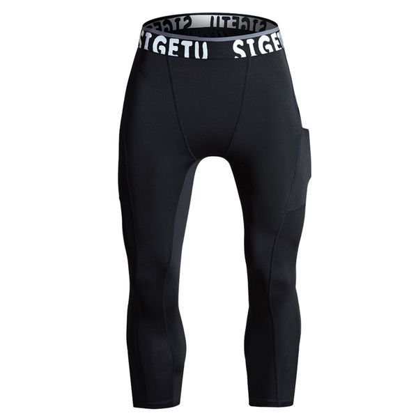 

pantalones hombre 2019 new streetwear new pantalon homme fitness bodybuilding skin tight-drying pocket 3/4 length sports pants, Black