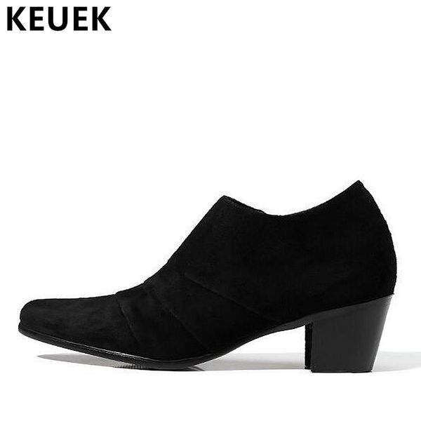 

korean style men casual leather shoes genuine leather height increase pointed toe fashion oxfords shoes youth popular 033, Black