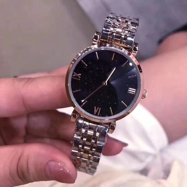 

2019 sale new fashion style women watch starry dial lady stainlesssteel luxury wristwatch quartz leisure clock casual table, Slivery;brown