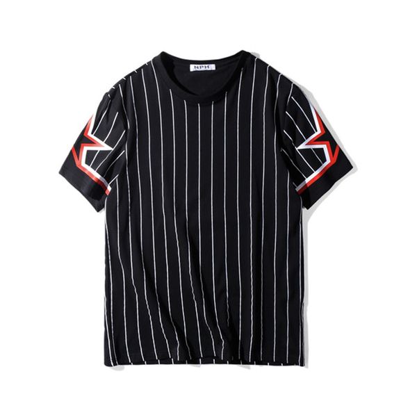 

mens t shirt hip hop striped printing mens stylist t shirt polo men women summer t shirt short sleeve tees size s-xxl, White;black