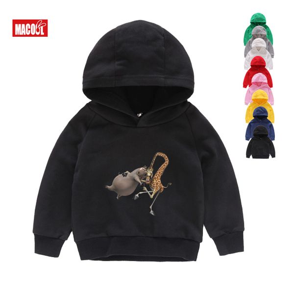 

boys winter clothes new hoodies sweatshirts cartoon madagascar lion alex cute girls clothes for winter 3-15 years hoodies, Black