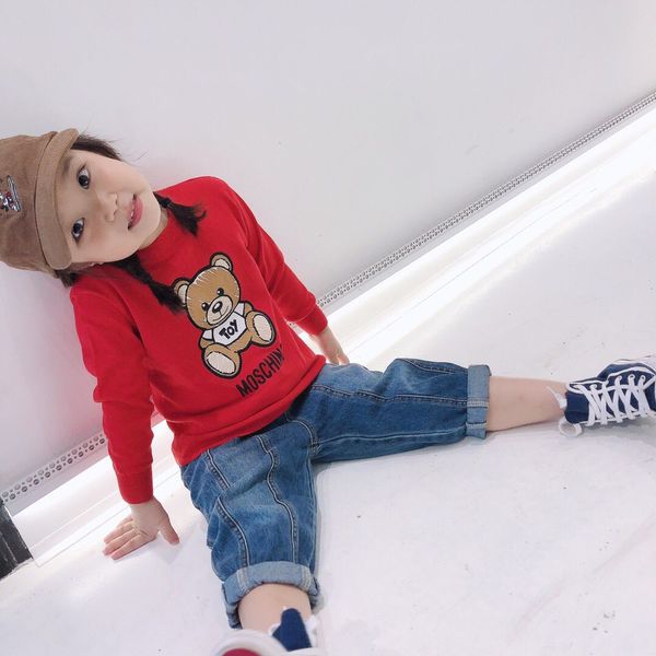 

бесплатная доставка детские мальчики девочки красные свитера дети осень весна с