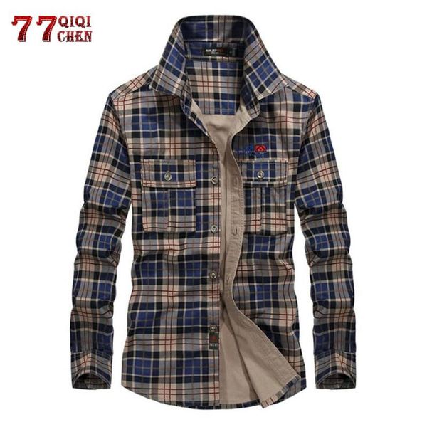 

men's plaid 100% cotton shirts spring autumn casual long sleeve shirt camisa masculina flannel business dress shirt men