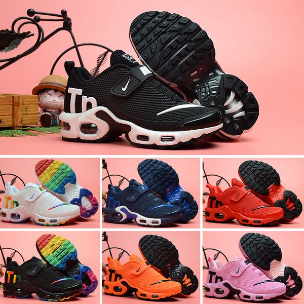 

2019 kids tn plus luxury designer sports running shoes children boy girls trainers tn sneakers classic outdoor toddler sneakers 28-35, Black