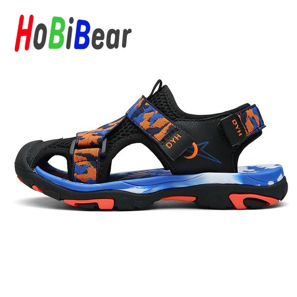 

children sport boys sandals mesh summer boys beach sandals camouflage for children black blue kids flats shoes, Black;red