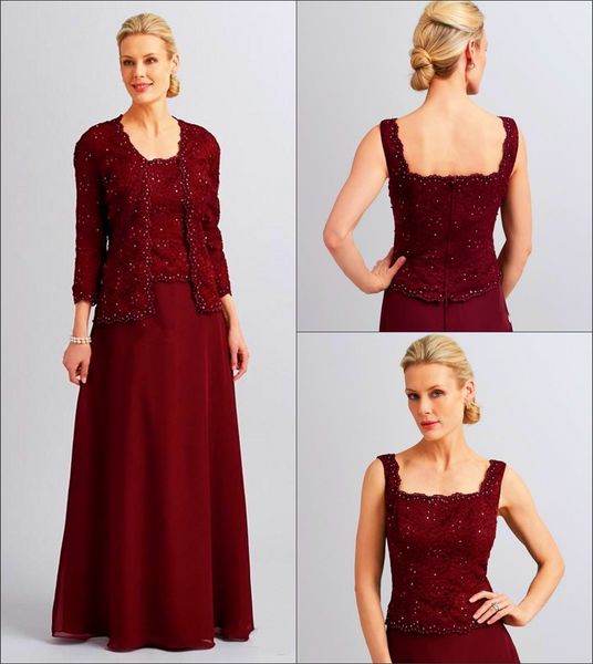 

sale mother of the bride dresses with lace jacket beaded off shoulder zipper back evening gowns burgundy mother bride dresses, Black;red