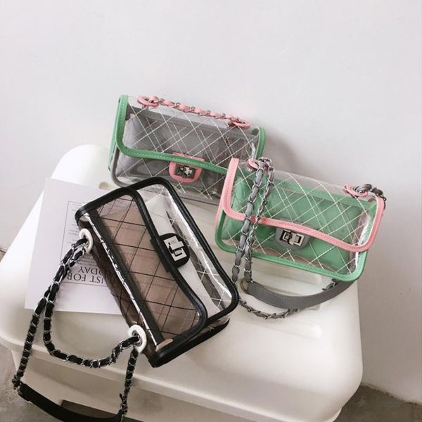 

прозрачная сумка женская 2020 новая волна ins супер огонь мини желе сумка небольшой летний алмазную цепь