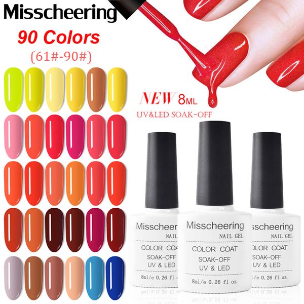 

8ml professional nail polish pure color nail gel polish gorgeous uv gel lacquer poly varnish art 90 colors 61#-90#