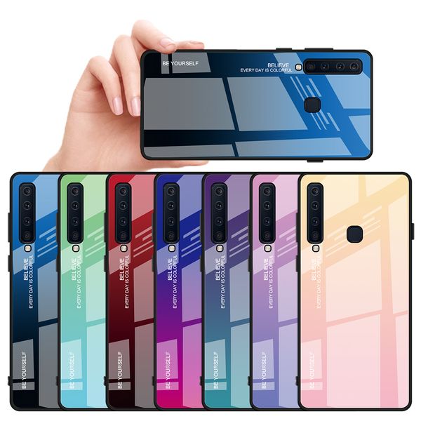 

gradient tempered glass phone case for samsung galaxy a7 a750 j4 j6 a6 a8 plus j8 a9 2018 a5 2017 a8s a9 pro 2019 star back cove