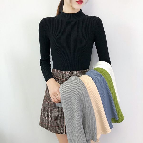 

women sweater turtleneck pullover long sleeve knitted winter clothes korean fashion girls sweaters, White;black