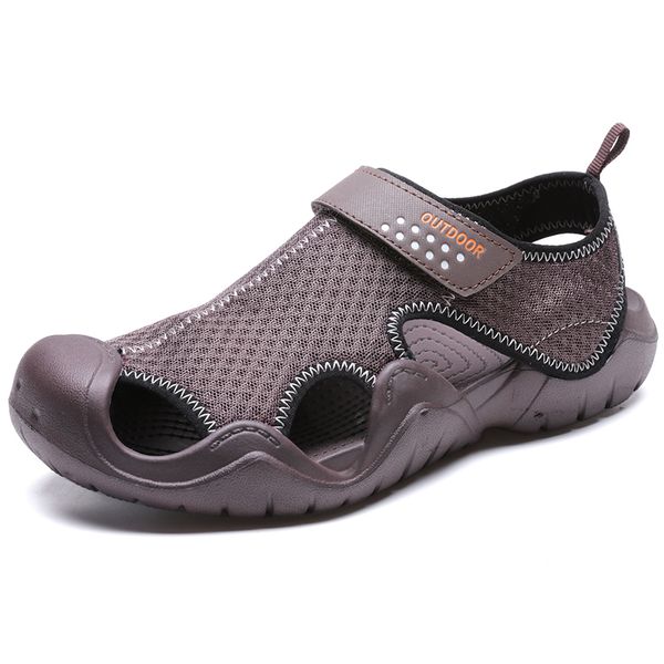 

plus size 39-48 men's shoes fashion summer breathable mesh mens sandals outdoor casual shoes men beach sandals slippers hombre, Black