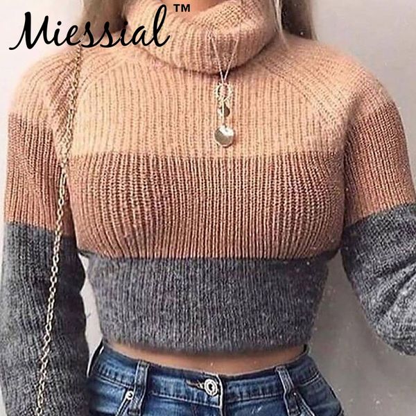 

miessial knitted elegant turtleneck mini jumper sweater female long sleeve casual pullover women autumn winter warm club sweater