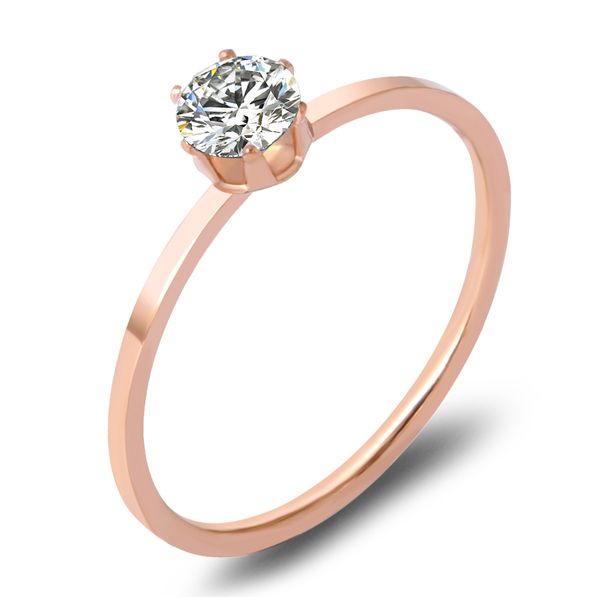 

stainless steel wedding ring rose gold color 1mm thin single crystals rings finger tail ring for women jewelry wholesale, Slivery;golden