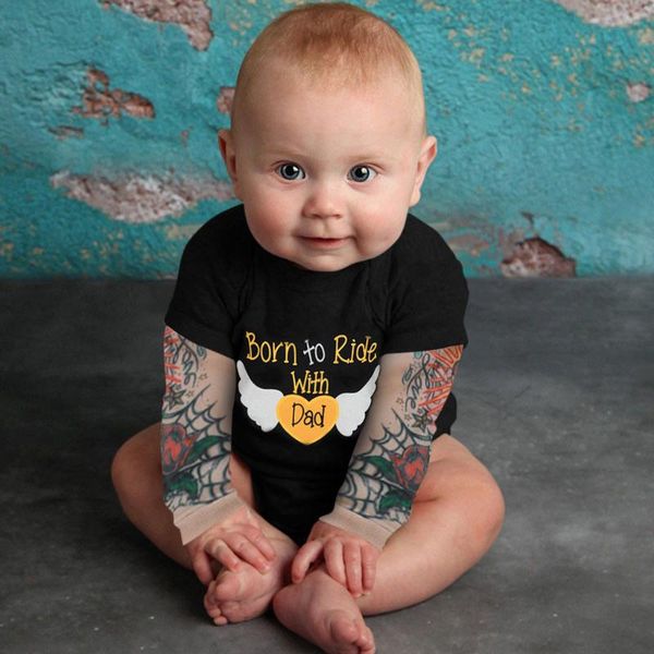 

newborn summer infant baby boy tattoo printed long sleeve patchwork romper bodysuit ropa baby boy girl clothes, Blue