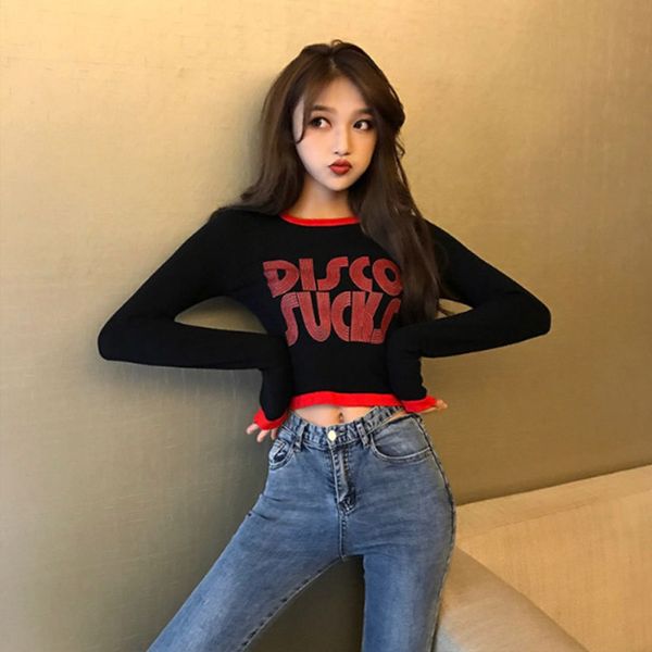 

fashion womens sweaters women knitted pullover jumpers casual letter sweater, White;black