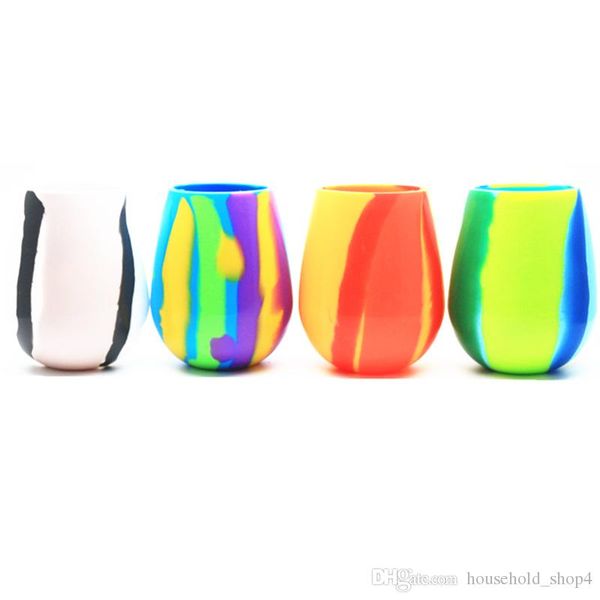 

2019 12oz camouflage silicone wine cups beer glass collapsible silicone drinkware coffee mug stemless cup water bottle