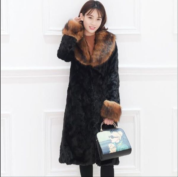 

new 2019 winter women's faux fur coat artificial fur overcoat furry jacket femme plus size fluffy fake outwear q921, Black