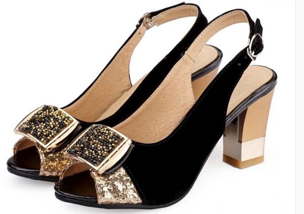 

2019 women's sandals in summer with new style high heel coarse heel@01, Black