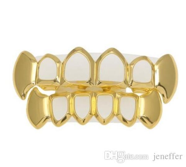 

new arrival the bling king teeth dental drip grills sets bottom vampire hip hop punk caps set gold silver color plated, Blue;slivery