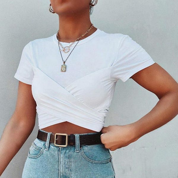 

лето с коротким рукавом футболки 2020 мода white top sexy футболка femme