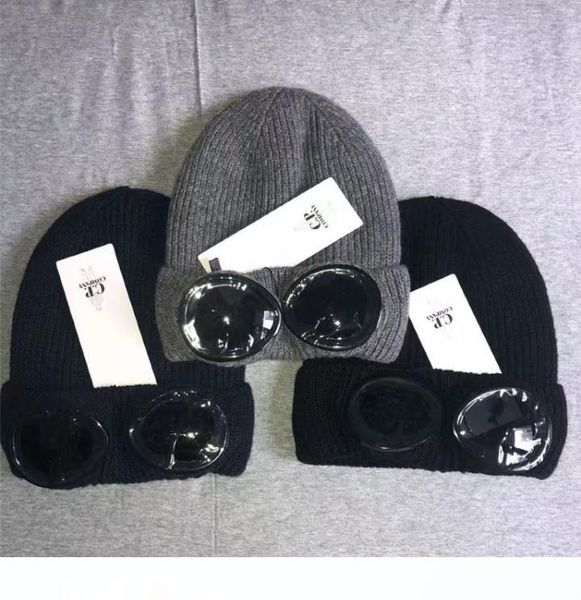 

3 цвета два стакана cp шапочки мужчин осень зима толстые вязаные шапки черепа спорта на открытом воздухе шляпы женщин шапочки черный серый a, Blue;gray